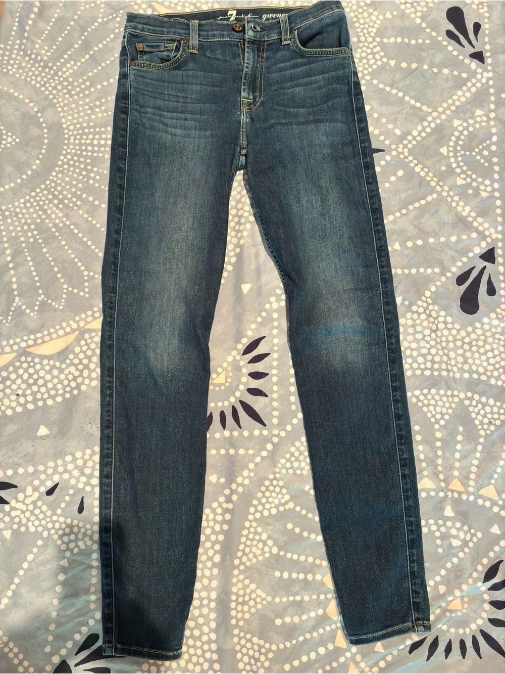 7 For All Mankind Women's Dark Blue Skinny Jeans Gwenevere Waist 27/Size 4